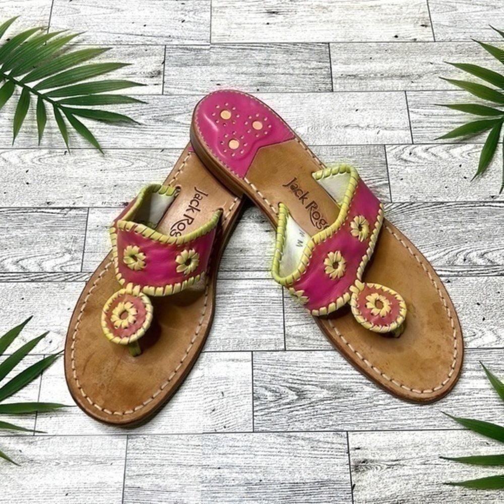 Jack Rogers Jacks Flat Sandal Magenta / Lime Size 10M